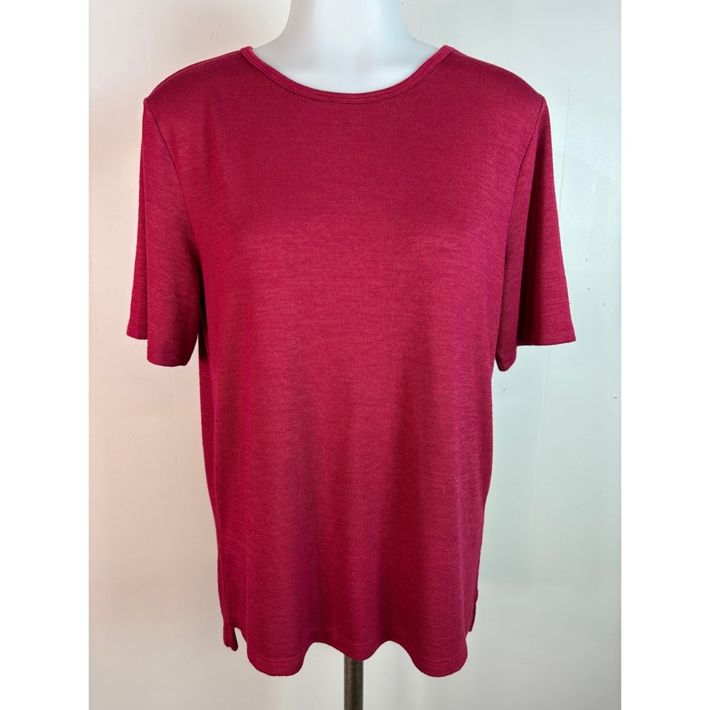 Banana Republic Knit Top‎ Medium Red Short Sleeve Crew Neck Shirt Stretch Women
